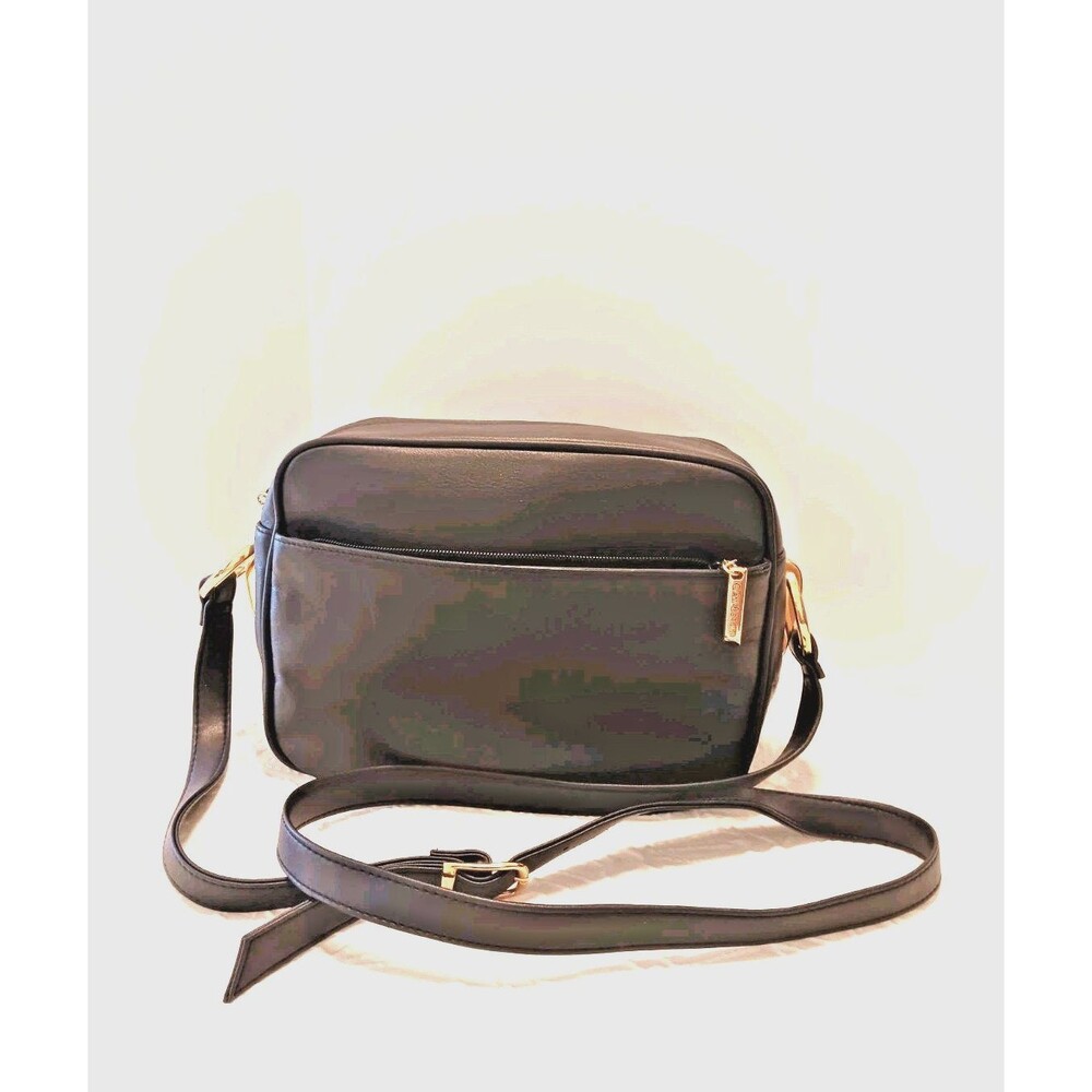 Giani Bernini Navy Blue Crossbody Purse Gold Tone Hardware Zip Pockets